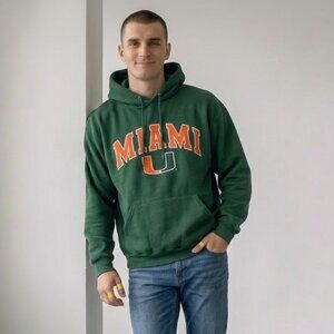 VTG 90's Miami University Hurricanes Russell Athletic Hoodie Sweatshirt Men's XL